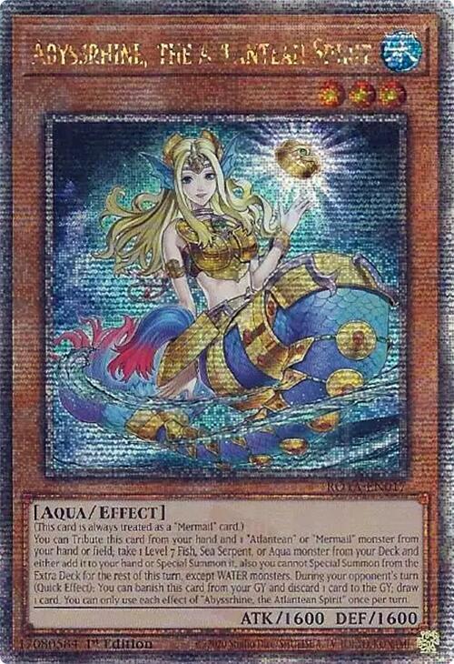 Abyssrhine, the Atlantean Spirit (Quarter Century Secret Rare) ROTA-EN017 card from Rage of the Abyss