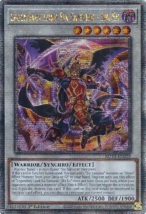 Legendary Lord Six Samurai - Shi En (Quarter Century Secret Rare) ROTA-EN039 card from Rage of the Abyss
