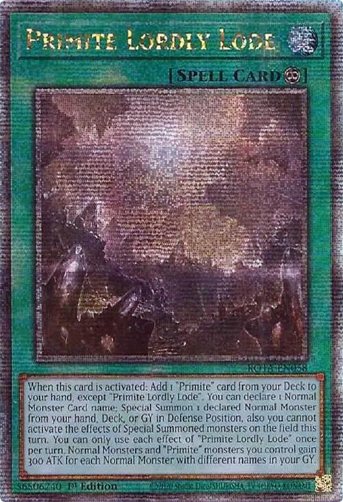 Primite Lordly Lode (Quarter Century Secret Rare) ROTA-EN058 card from Rage of the Abyss