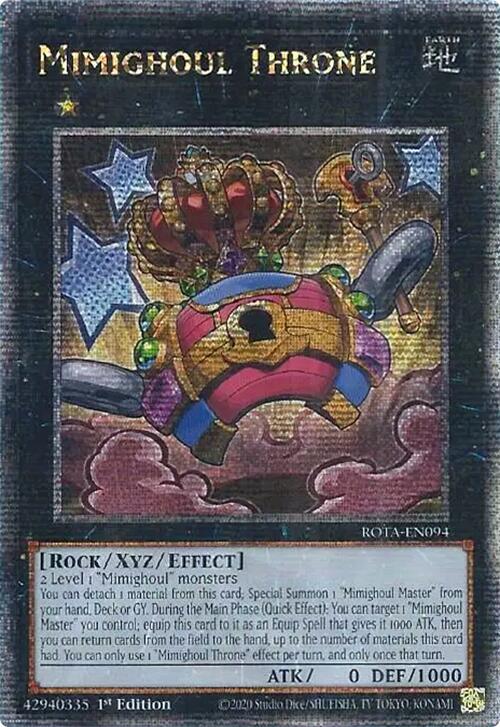 Mimighoul Throne (Quarter Century Secret Rare) ROTA-EN094 card from Rage of the Abyss