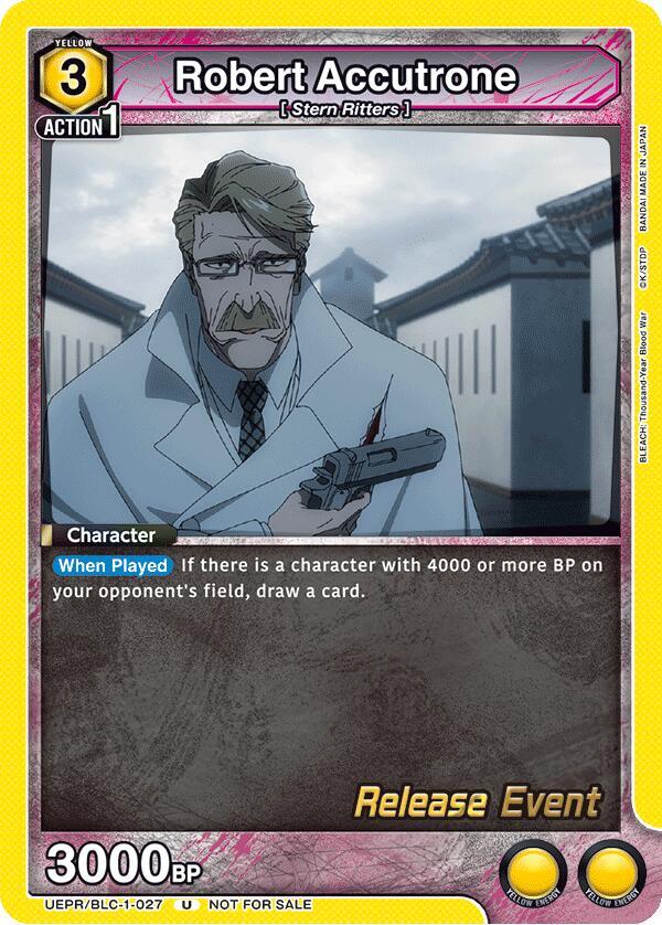 Robert Accutrone UEPR/BLC-1-027 card from UE01BT: BLEACH: Thousand-Year Blood War Release Event Cards