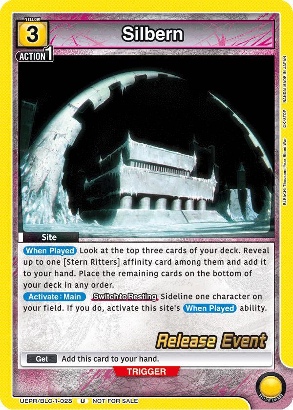 Silbern UEPR/BLC-1-028 card from UE01BT: BLEACH: Thousand-Year Blood War Release Event Cards
