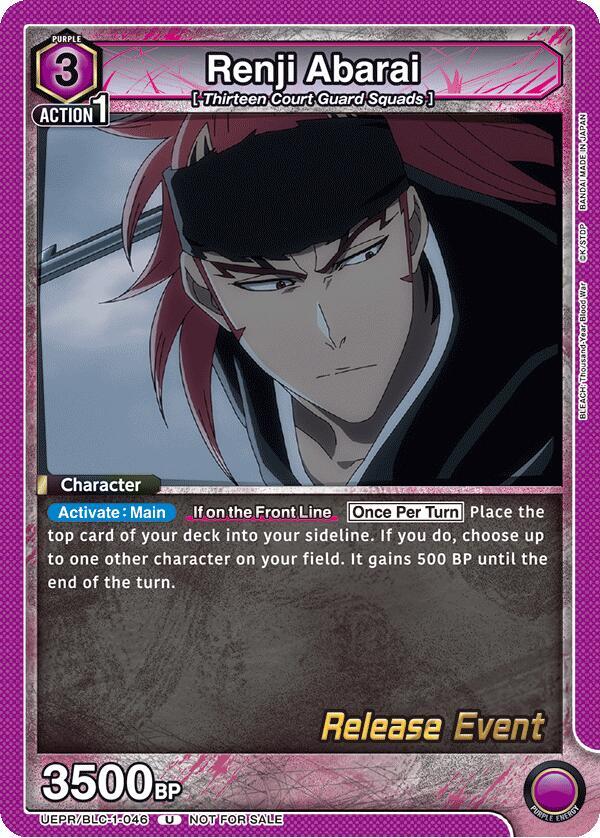 Renji Abarai UEPR/BLC-1-046 card from UE01BT: BLEACH: Thousand-Year Blood War Release Event Cards