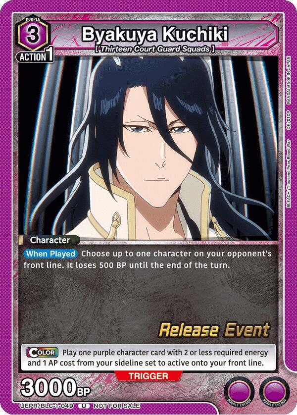 Byakuya Kuchiki UEPR/BLC-1-049 card from UE01BT: BLEACH: Thousand-Year Blood War Release Event Cards