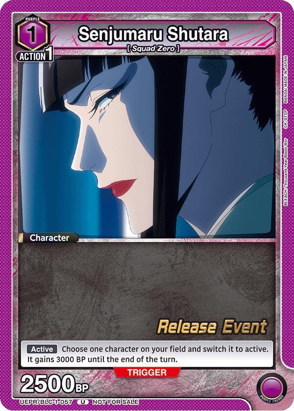 Senjumaru Shutara UEPR/BLC-1-057 card from UE01BT: BLEACH: Thousand-Year Blood War Release Event Cards