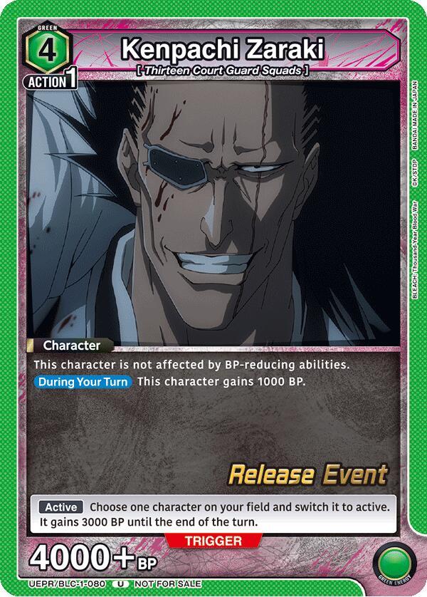 Kenpachi Zaraki UEPR/BLC-1-080 card from UE01BT: BLEACH: Thousand-Year Blood War Release Event Cards
