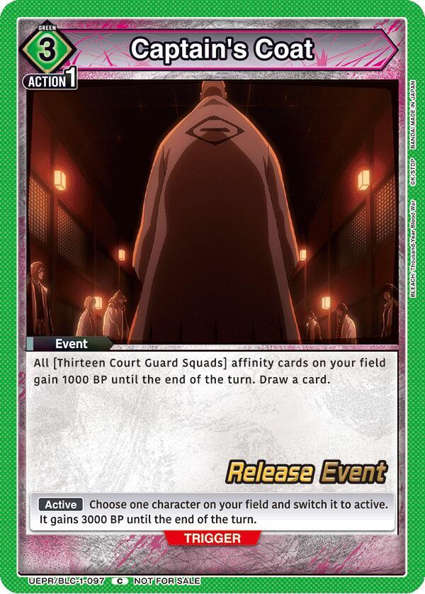 Captain's Coat UEPR/BLC-1-097 card from UE01BT: BLEACH: Thousand-Year Blood War Release Event Cards