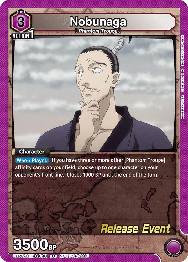 Nobunaga UEPR/HTR-1-040 card from UE02BT: HUNTER X HUNTER Release Event Cards