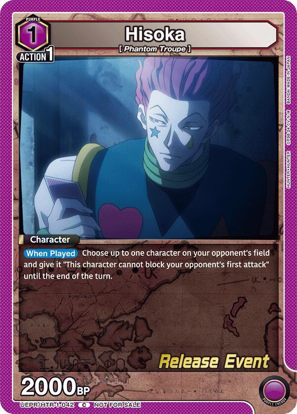 Hisoka UEPR/HTR-1-042 card from UE02BT: HUNTER X HUNTER Release Event Cards
