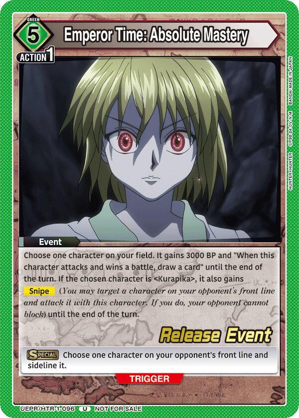 Emperor Time: Absolute Mastery UEPR/HTR-1-096 card from UE02BT: HUNTER X HUNTER Release Event Cards