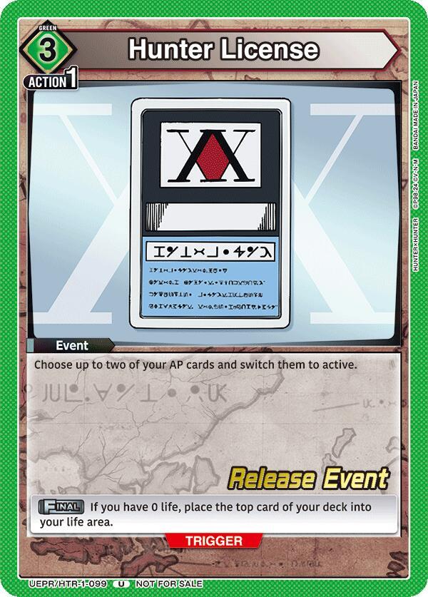 Hunter License UEPR/HTR-1-099 card from UE02BT: HUNTER X HUNTER Release Event Cards