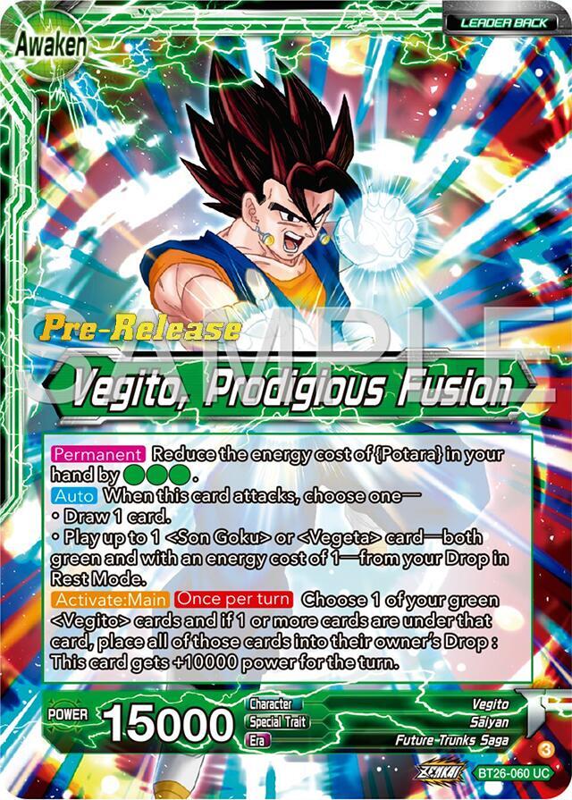 Son Goku & Vegeta // Vegito, Prodigious Fusion BT26-060 card from Ultimate Advent Pre-Release Cards