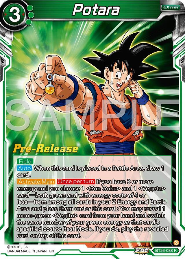 Potara BT26-088 card from Ultimate Advent Pre-Release Cards