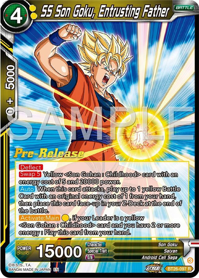 SS Son Goku, Entrusting Father BT26-097 card from Ultimate Advent Pre-Release Cards