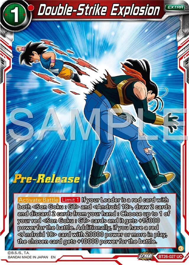 Double-Strike Explosion BT26-027 card from Ultimate Advent Pre-Release Cards