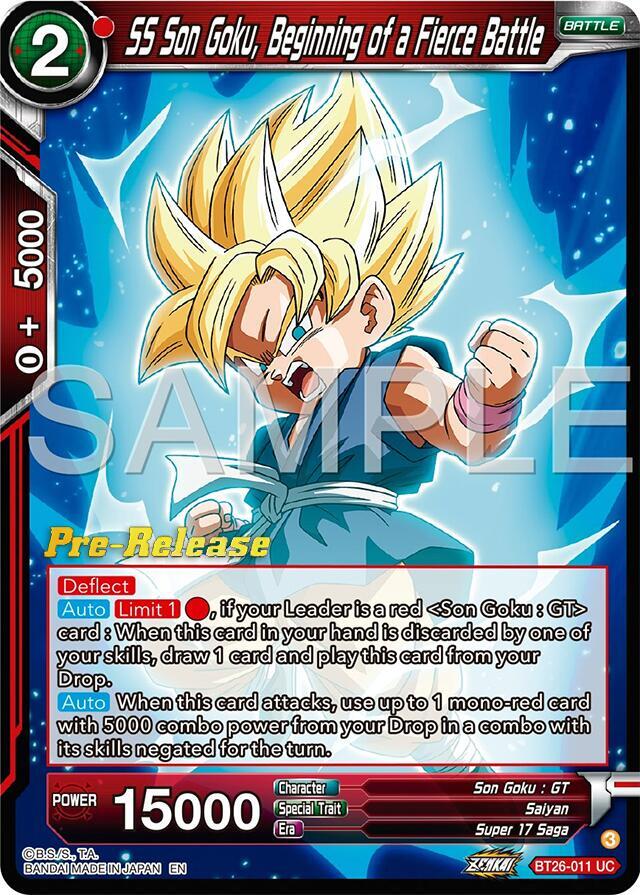 SS Son Goku, Beginning of a Fierce Battle BT26-011 card from Ultimate Advent Pre-Release Cards