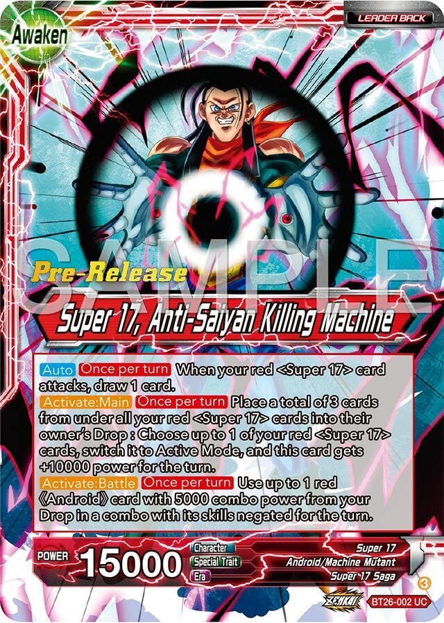Hell Fighter 17 // Super 17, Anti-Saiyan Killing Machine BT26-002 card from Ultimate Advent Pre-Release Cards