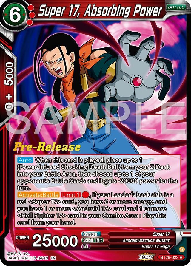 Super 17, Absorbing Power BT26-023 card from Ultimate Advent Pre-Release Cards