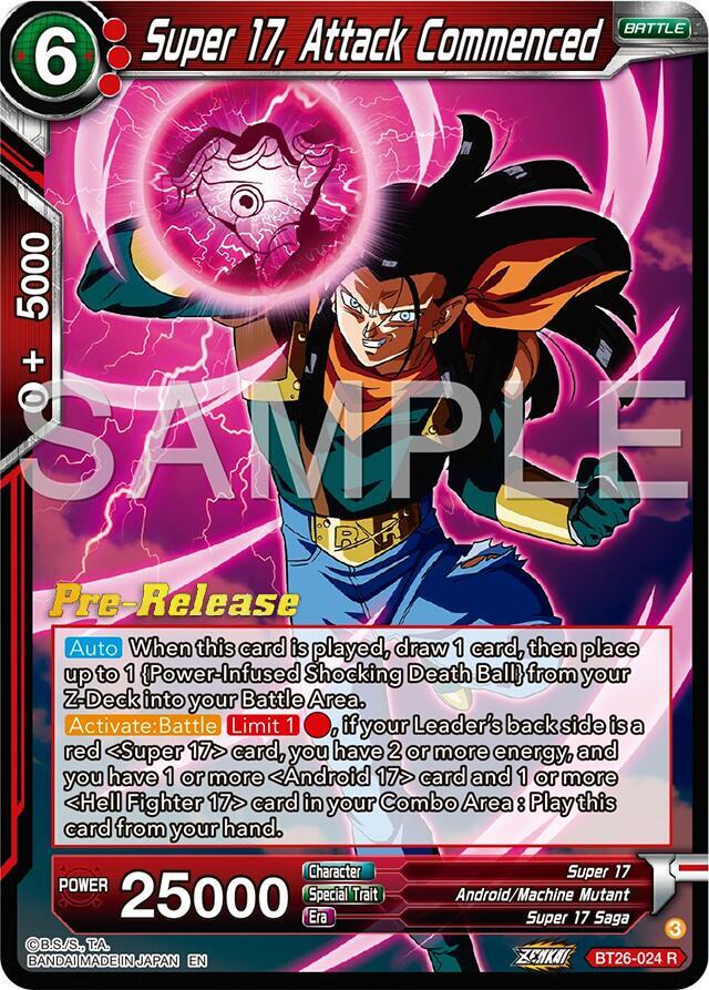 Super 17, Attack Commenced BT26-024 card from Ultimate Advent Pre-Release Cards