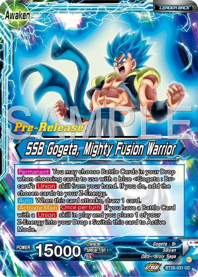 Gogeta // SSB Gogeta, Mighty Fusion Warrior BT26-031 card from Ultimate Advent Pre-Release Cards