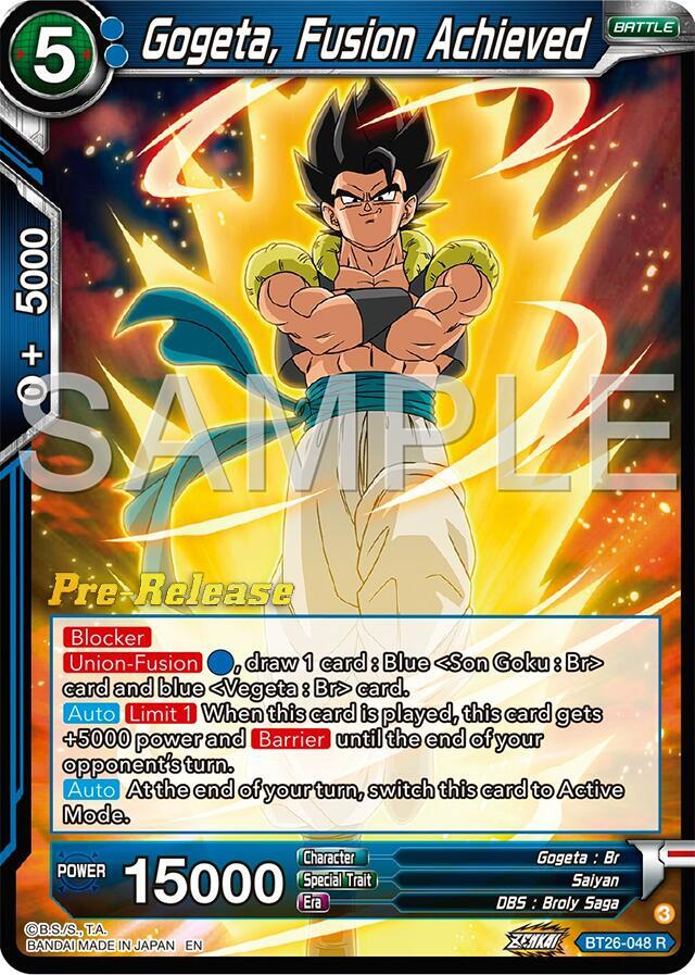 Gogeta, Fusion Achieved BT26-048 card from Ultimate Advent Pre-Release Cards