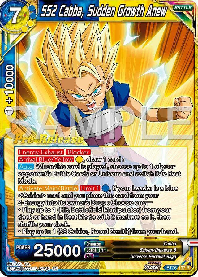 SS2 Cabba, Sudden Growth Anew BT26-137 card from Ultimate Advent Pre-Release Cards