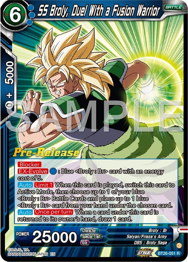SS Broly, Duel With a Fusion Warrior BT26-051 card from Ultimate Advent Pre-Release Cards