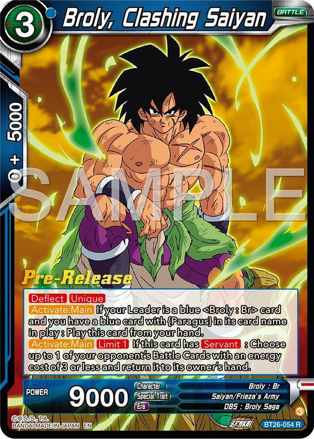 Broly, Clashing Saiyan BT26-054 card from Ultimate Advent Pre-Release Cards