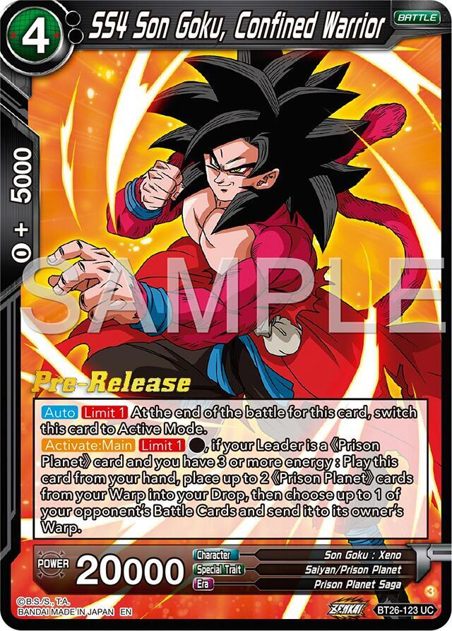 SS4 Son Goku, Confined Warrior BT26-123 card from Ultimate Advent Pre-Release Cards