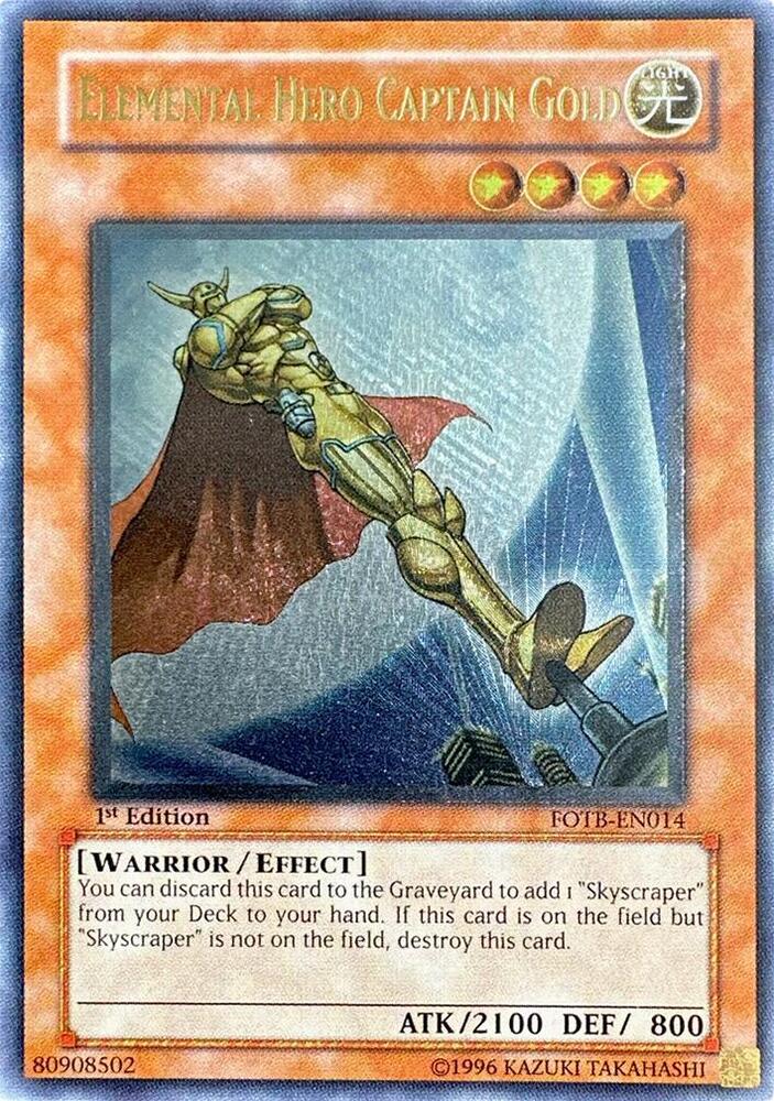 Elemental Hero Captain Gold (UTR) FOTB-EN014 card from Force of the Breaker