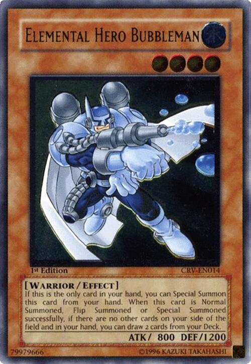Elemental Hero Bubbleman (UTR) CRV-EN014 card from Cybernetic Revolution