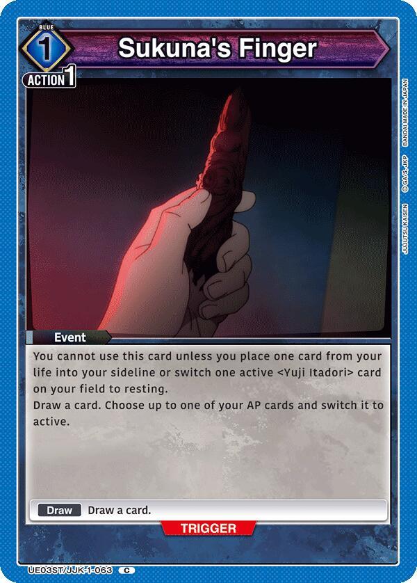 Sukuna's Finger UE03ST/JJK-1-063 card from UE03ST: Jujutsu Kaisen Starter Deck