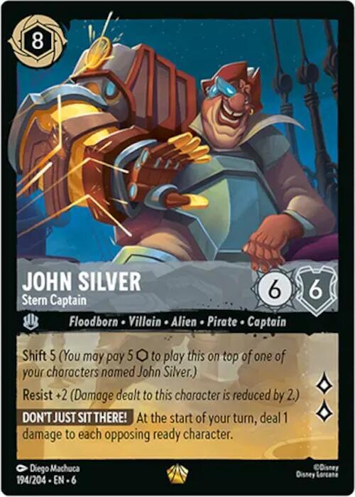John Silver - Stern Captain 194/204 card from Azurite Sea