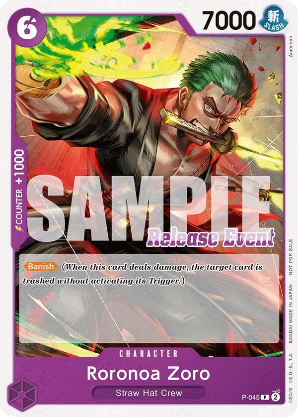 Roronoa Zoro (ST15 - ST20 Release Event Pack) P-045 card from One Piece Promotion Cards