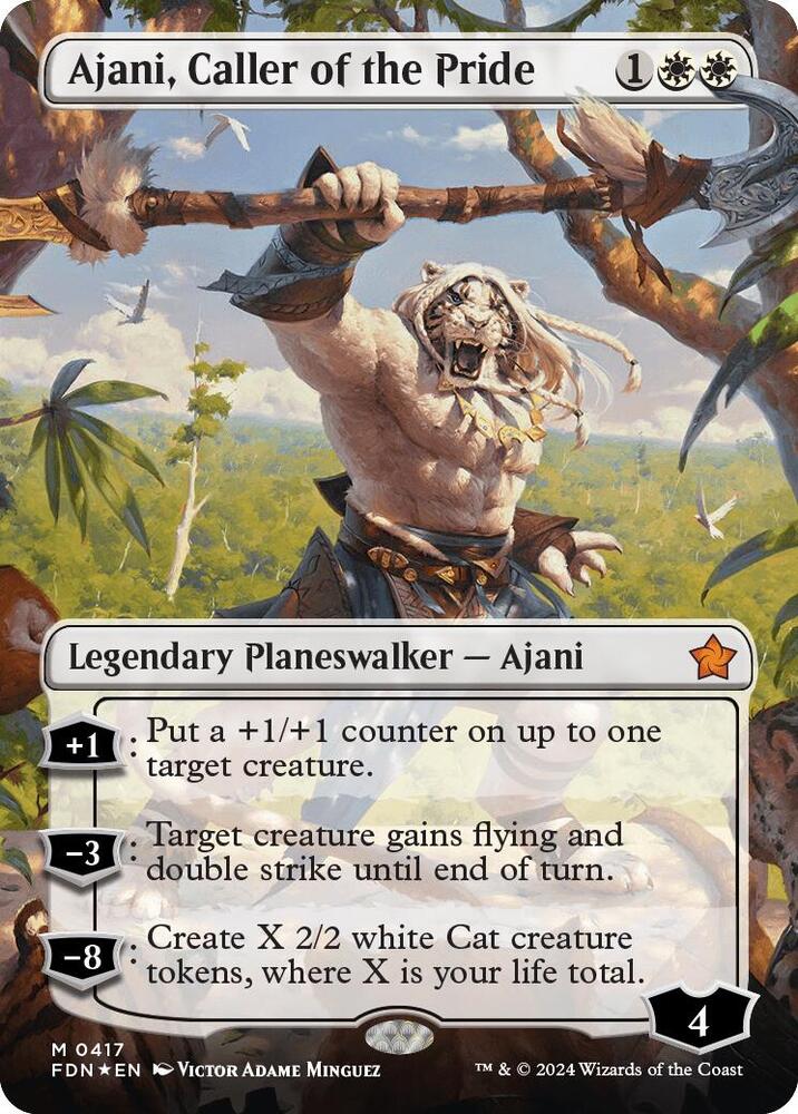 Ajani, Caller of the Pride (Borderless) (Mana Foil) 417 card from Foundations