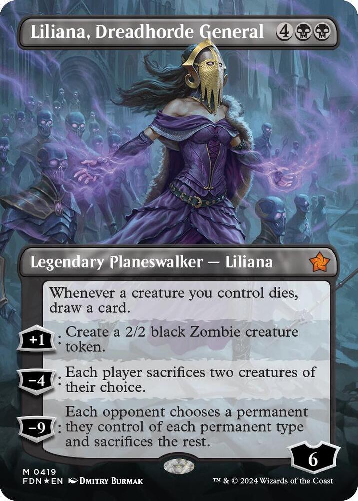 Liliana, Dreadhorde General (Borderless) (Mana Foil) 419 card from Foundations