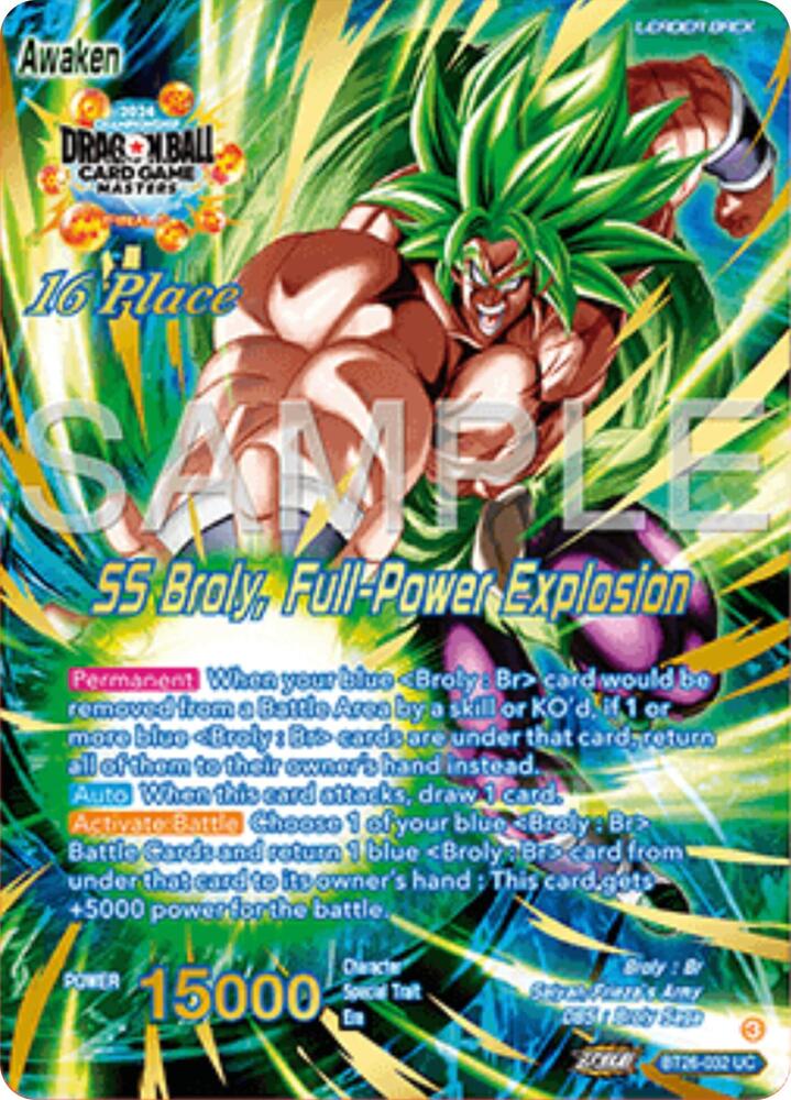 Broly // SS Broly, Full-Power Explosion (Top 16) BT26-032 card from Tournament Promotion Cards