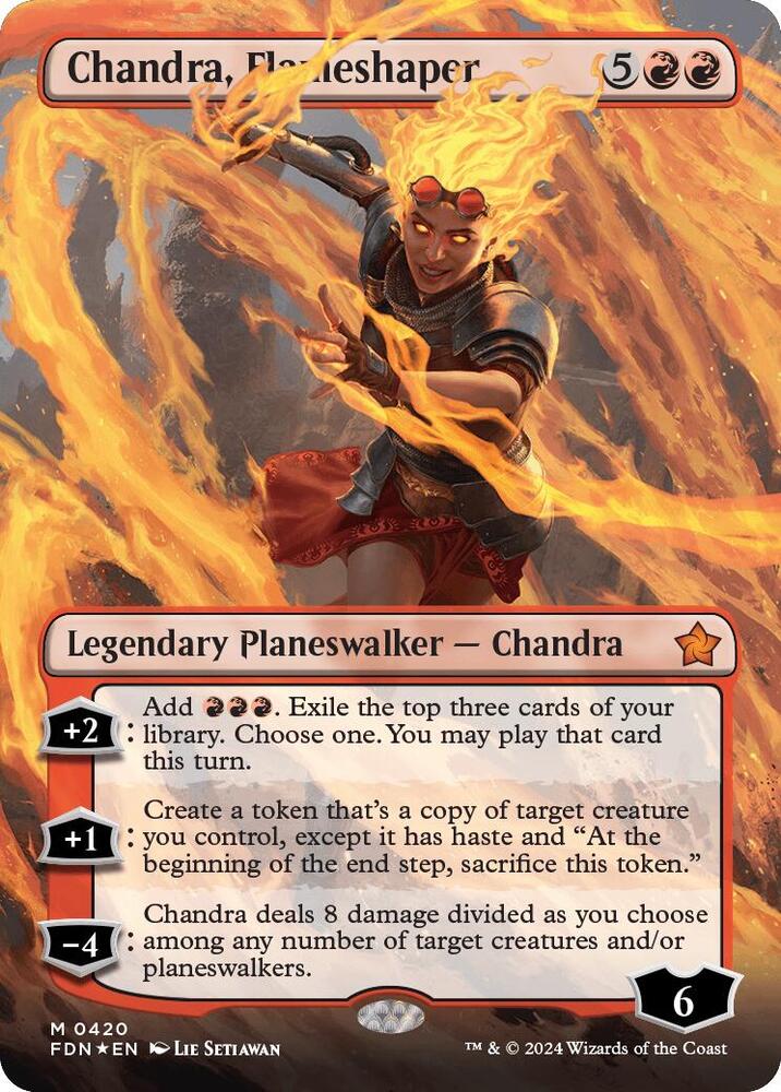 Chandra, Flameshaper (Borderless) (Mana Foil) 420 card from Foundations
