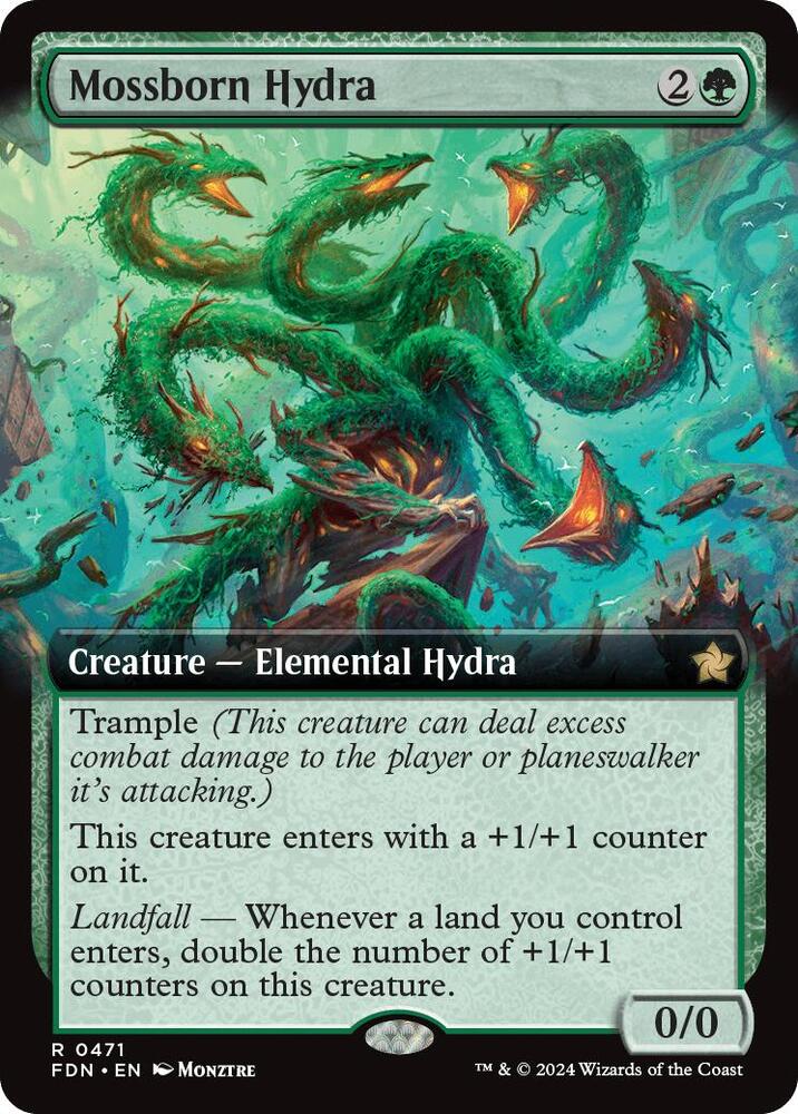 Mossborn Hydra (Extended Art) 471 card from Foundations