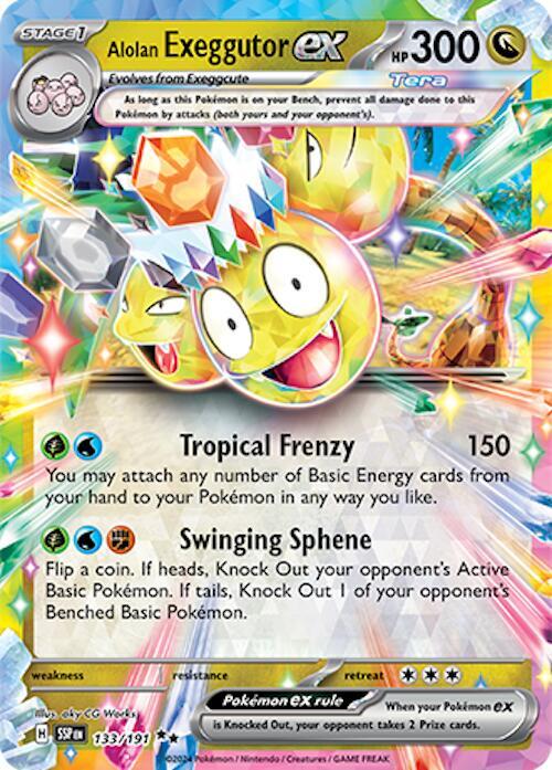 Alolan Exeggutor ex 133/191 card from SV08: Surging Sparks