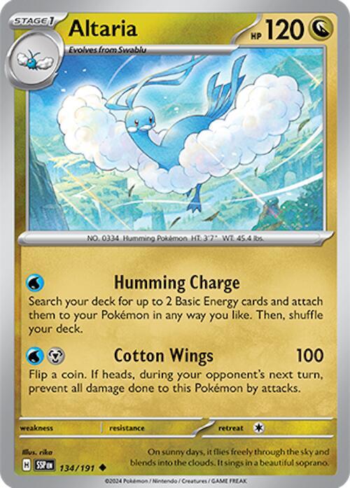 Altaria 134/191 card from SV08: Surging Sparks
