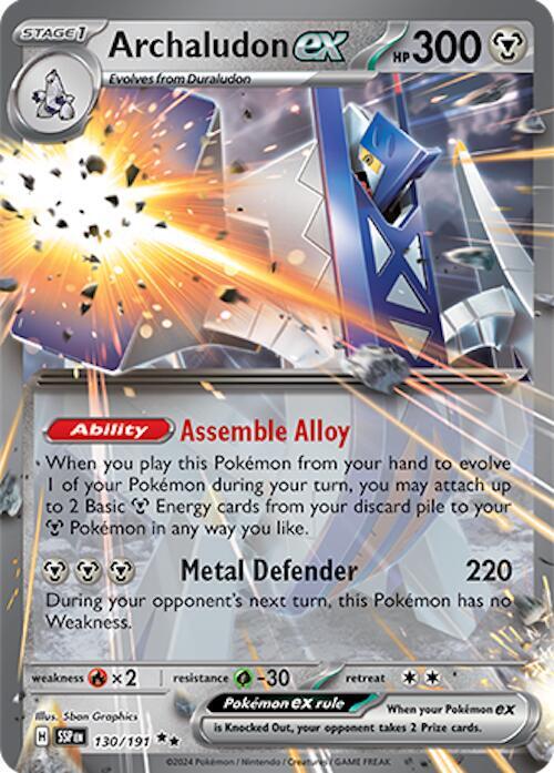 Archaludon ex 130/191 card from SV08: Surging Sparks