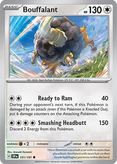 Bouffalant 151/191 card from SV08: Surging Sparks