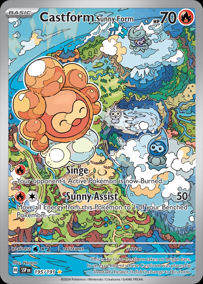 Castform Sunny Form 195/191 card from SV08: Surging Sparks