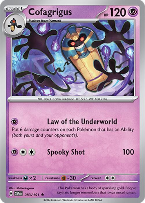 Cofagrigus 083/191 card from SV08: Surging Sparks