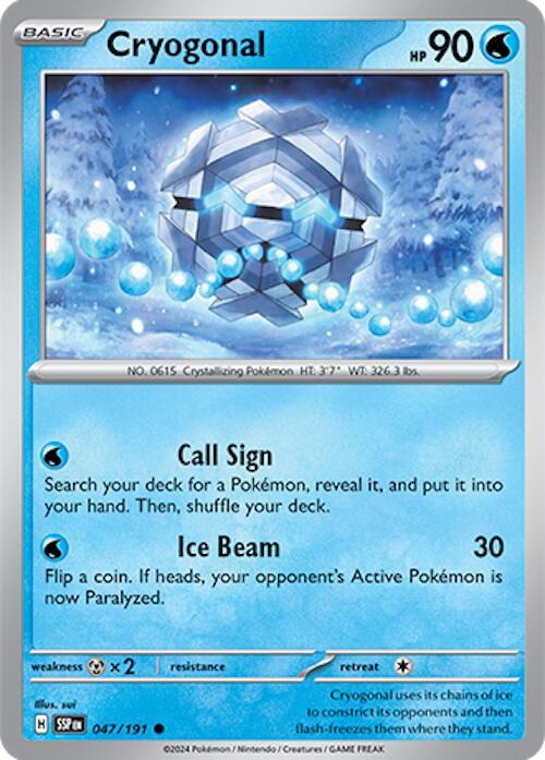 Cryogonal 047/191 card from SV08: Surging Sparks