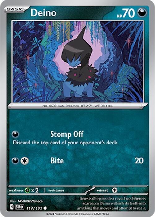 Deino 117/191 card from SV08: Surging Sparks