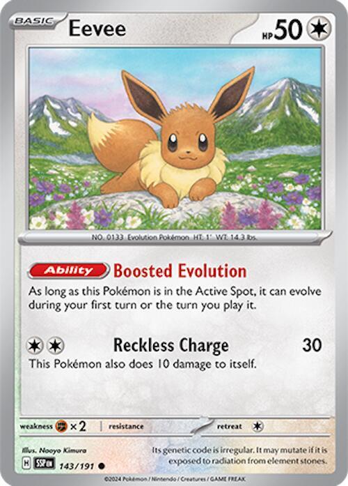 Eevee 143/191 card from SV08: Surging Sparks