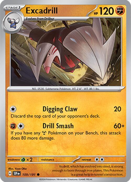 Excadrill 109/191 card from SV08: Surging Sparks