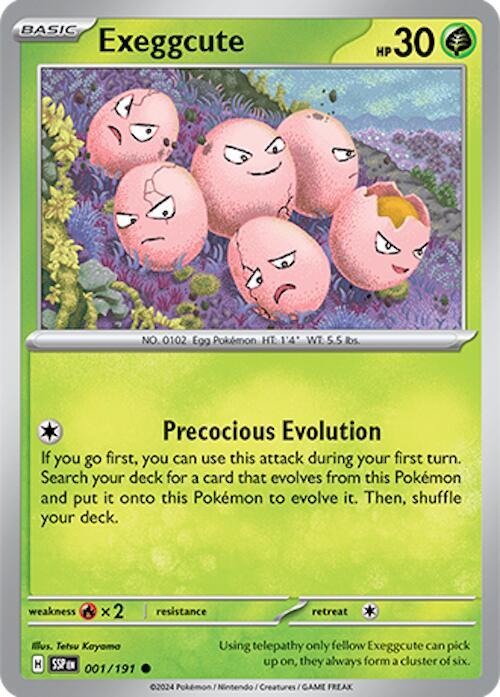 Exeggcute 001/191 card from SV08: Surging Sparks